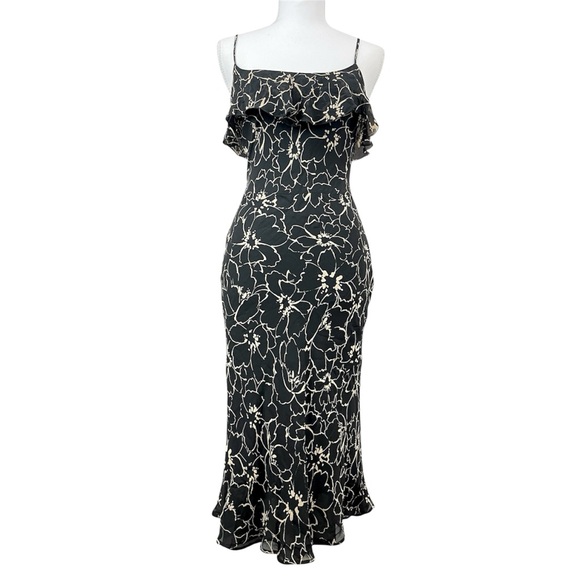 The Limited Dresses & Skirts - Vintage Y2k The Limited Women’s Silk Dark Floral Midi Dress Vacation Coquette